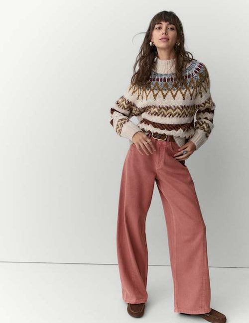 Lyocell Blend High Waisted Wide Leg Jeans