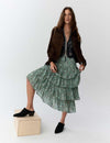 Printed Ruffle Tiered Midaxi Skirt