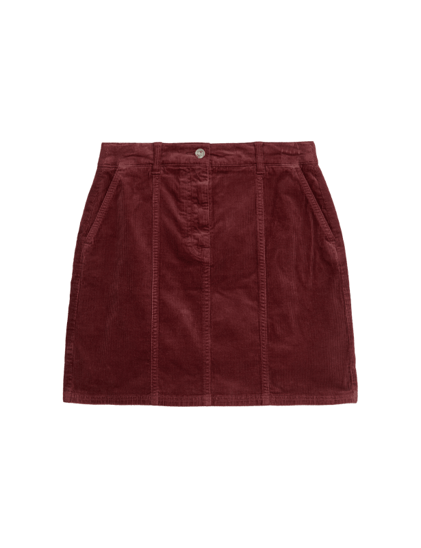 Cord Seam Detail Mini A-Line Skirt