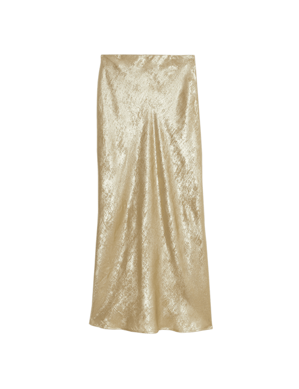 Satin Foil Maxi Slip Skirt