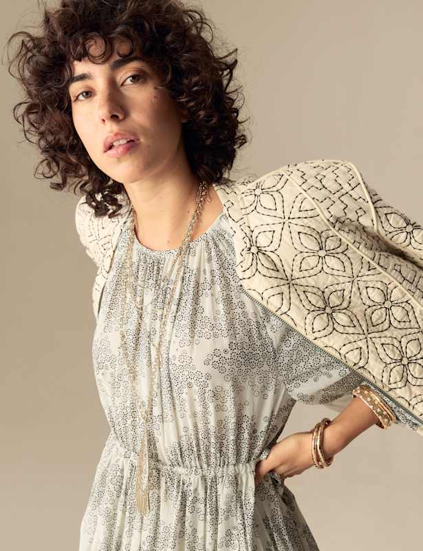 Cotton Rich Printed Maxi Tiered Dress
