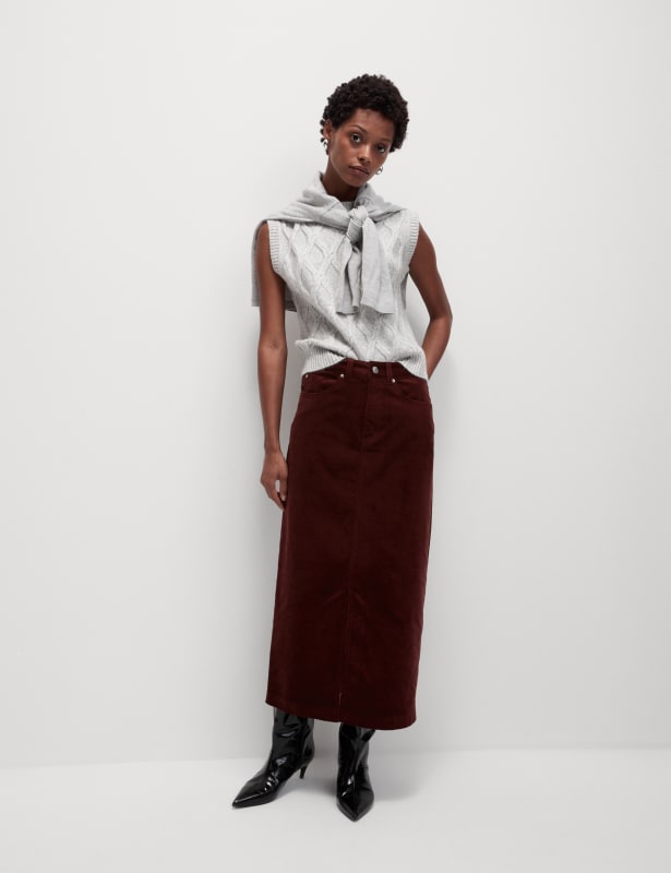 Corduroy Midi Skirt