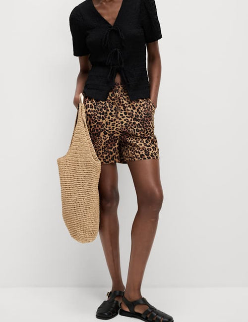 Pure Cotton Printed High Waisted Shorts