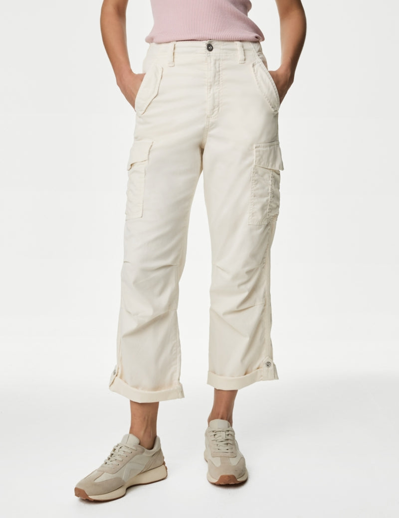 lyocell™ Rich Cargo Tea Dyed Cropped Trousers