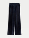 Velour Drawstring Wide Leg Trousers