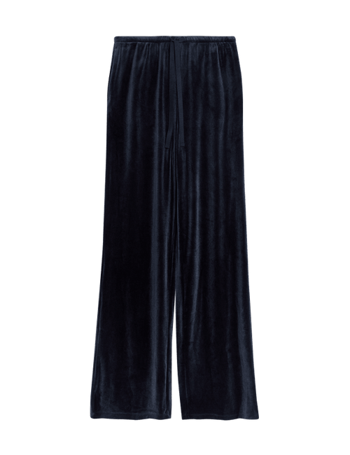 Velour Drawstring Wide Leg Trousers