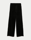 Velour Drawstring Wide Leg Trousers