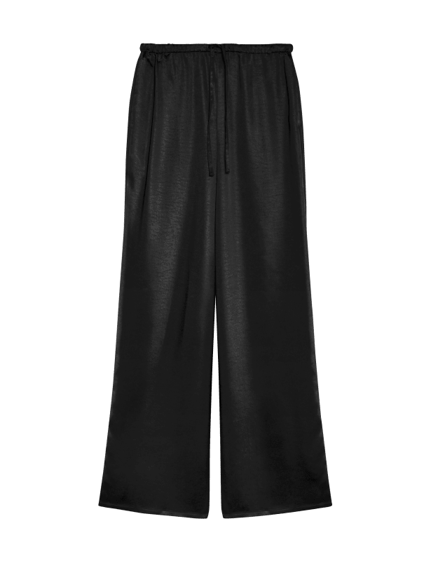 Satin Cargo Wide Leg Trousers