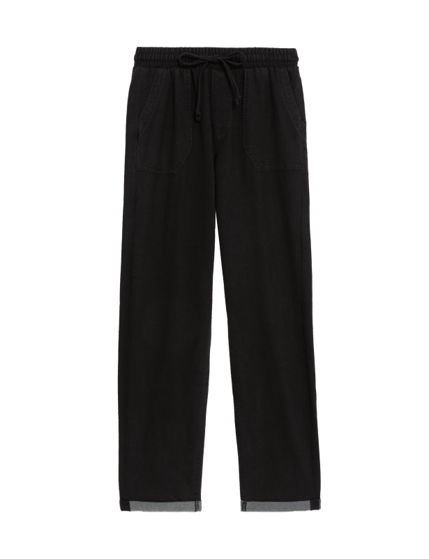 Denim Jersey Straight Leg Trousers