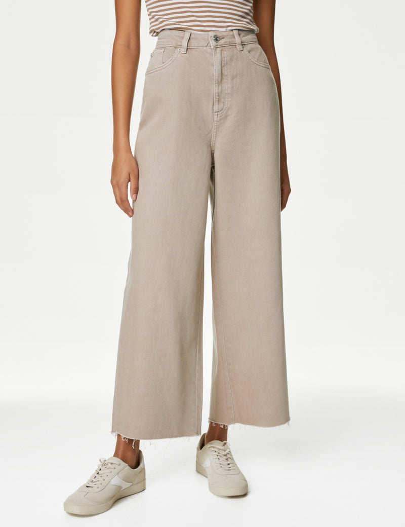 Lyocell™ Blend High Waisted Wide Leg Jeans