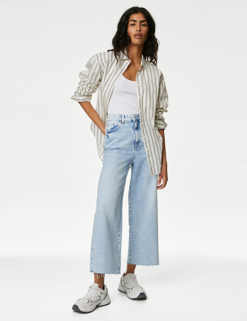 Lyocell™ Blend High Waisted Wide Leg Jeans