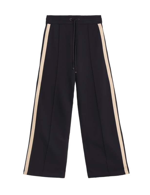 Jersey Side Stripe Wide Leg Trousers