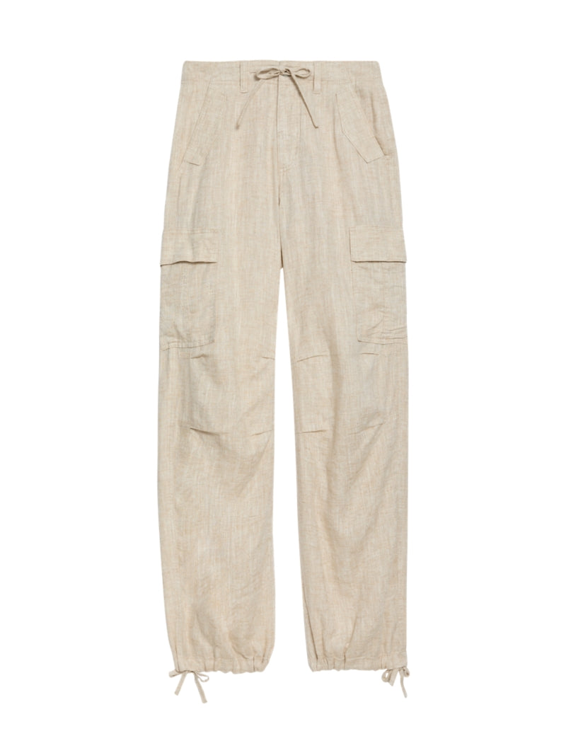 Linen Rich Straight Leg Cargo Trousers