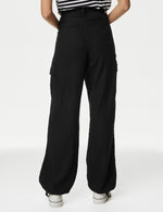 Linen Rich Straight Leg Cargo Trousers