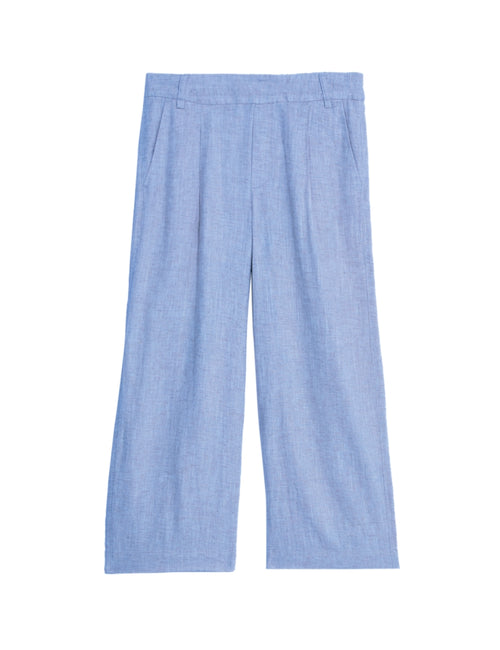 Linen Rich Wide Leg Cropped Trousers