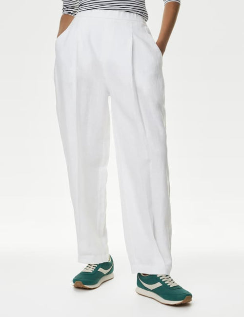 Pure Linen Carrot Leg Trousers