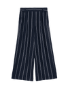 Linen Rich Striped Cropped Wide Leg Trousers