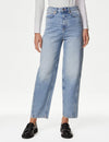 High Waisted Carrot Leg Ankle Grazer Jeans