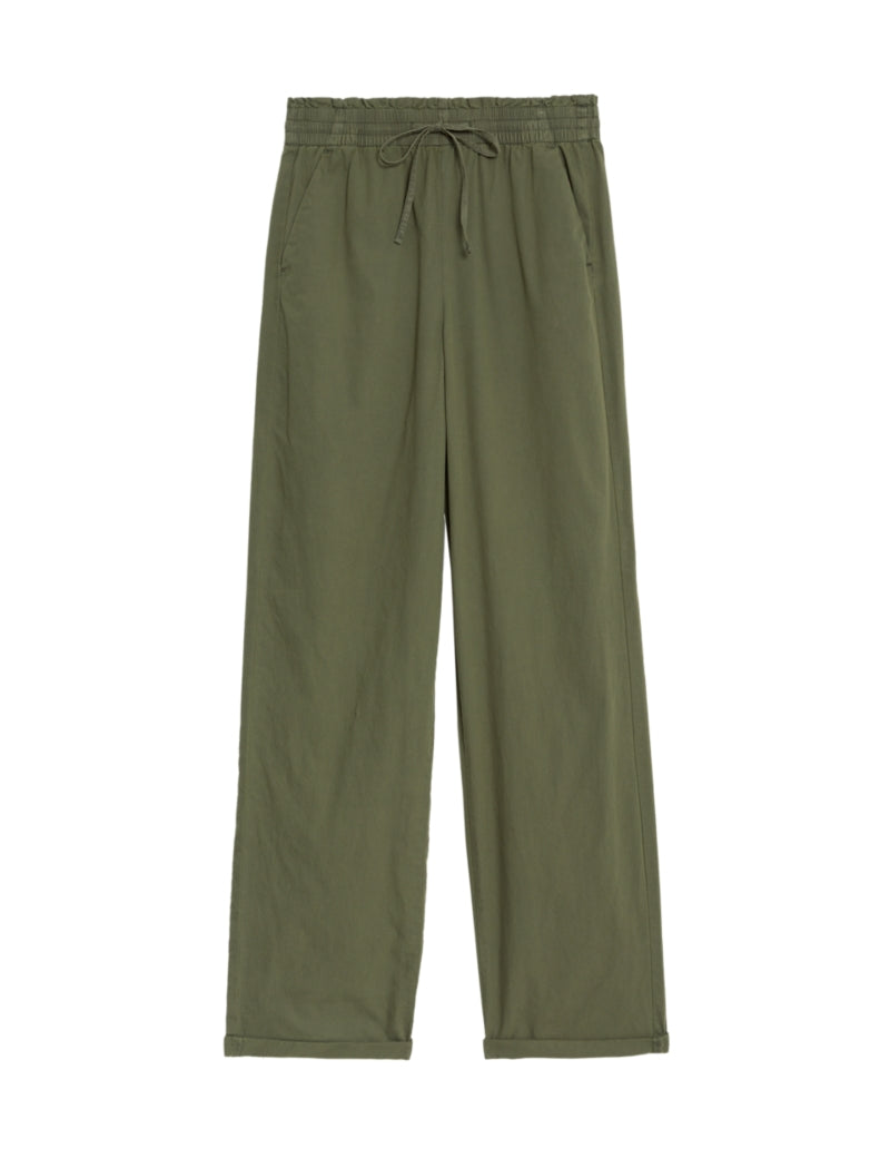 Pure Cotton Straight Leg Ankle Grazer Trousers