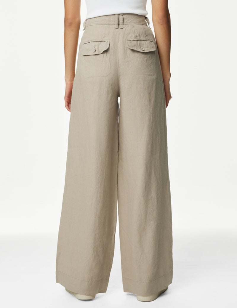 Pure Linen Wide Leg Trousers