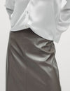 Leather Look Midi A-Line Skirt