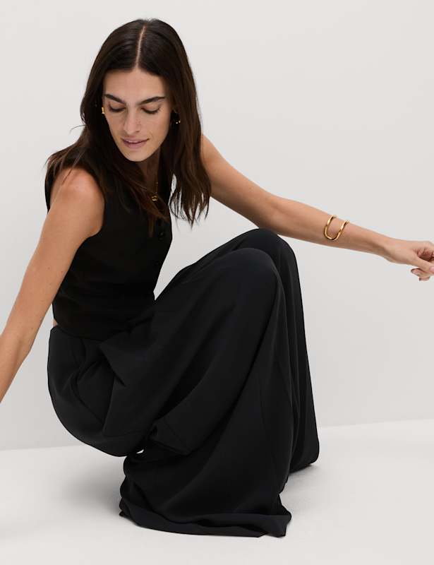 Knife Pleat High Waisted Trousers