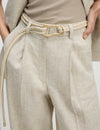 Linen Blend Wide Leg Trousers