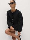 Jacquard Collarless Jacket
