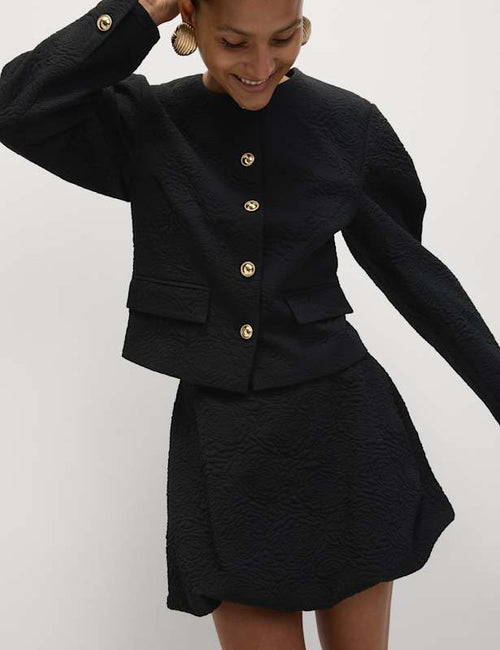 Jacquard Collarless Jacket