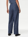 Cotton Rich Pleat Front Wide Leg Trouser