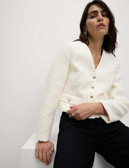 V Neck Jacket with Wool