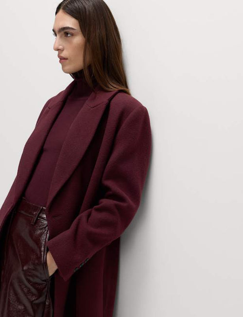 Double Breasted Longline Coat With Wool