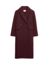 Double Breasted Longline Coat With Wool