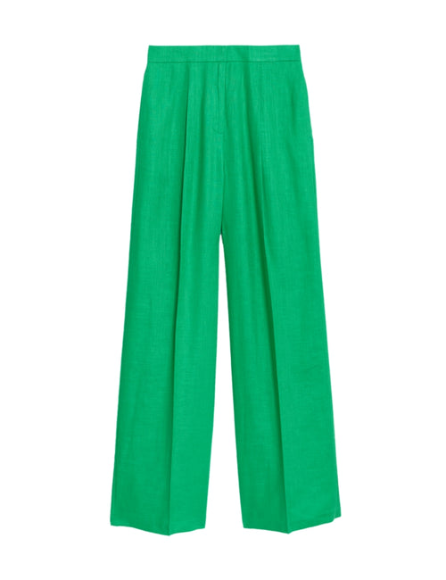 Linen Rich Pleated Wide Leg Trousers