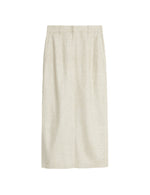 Linen Blend Side Split Maxi Column Skirt