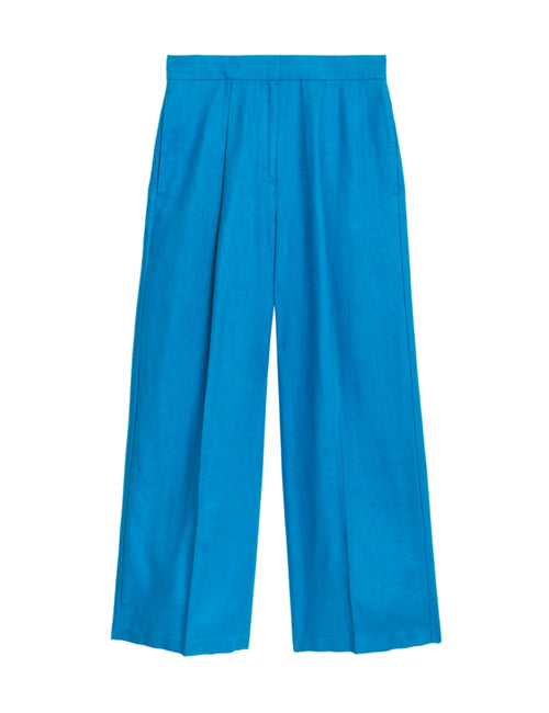 Linen Rich Wide Leg Cropped Trousers