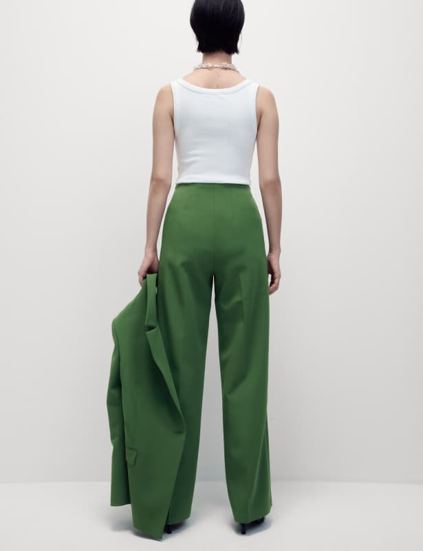 Woven Elasticated Waist Wide Leg Trousers