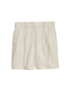 Linen Blend High Waisted Pleat Front Shorts