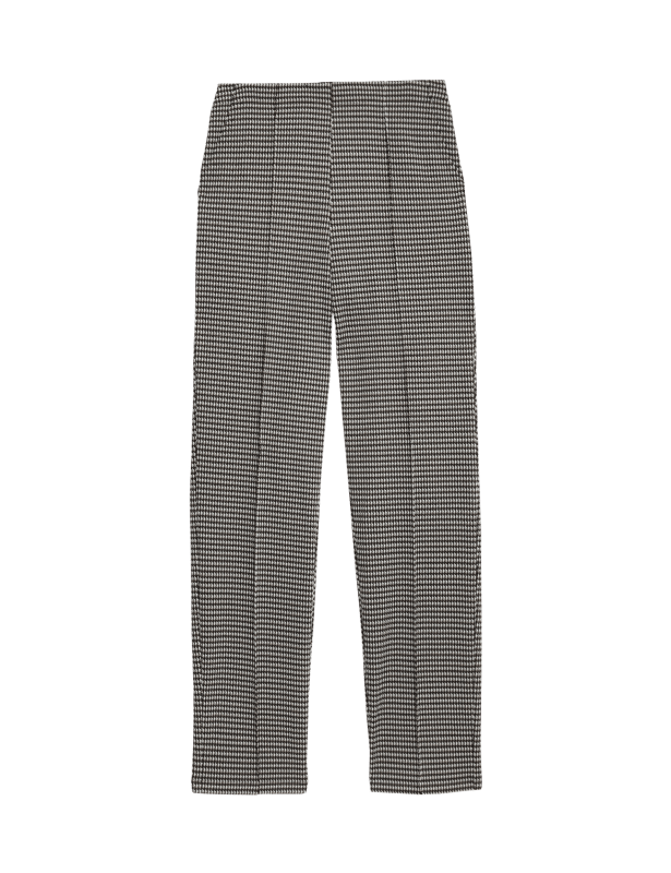 Twill Checked Straight Leg Trousers