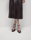 Leather Look Midi A-Line Skirt