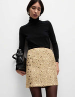 Sequin Mini A-Line Skirt with Wool