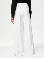 Crepe Elasticated Waist Wide Leg Trousers