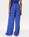 Crepe Elasticated Waist Wide Leg Trousers