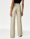 Cotton Blend Wide Leg Chinos