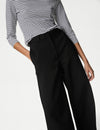 Cotton Blend Wide Leg Chinos