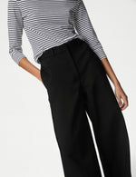 Cotton Blend Wide Leg Chinos