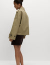 Cotton Rich Asymmetric Short Trench Coat