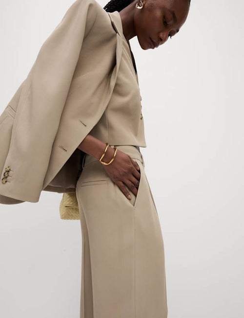 Single Pleat Wide Leg Trousers