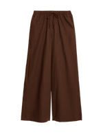 Linen Blend Drawstring Wide Leg Trousers