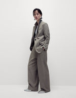 Herringbone Pleat Front Wide Leg Trousers